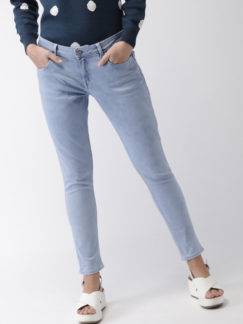 

Mast & Harbour Women Blue Skinny Fit Mid-Rise Clean Look Stretchable Cropped Jeans