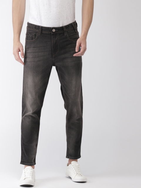 

Mast & Harbour Men Charcoal Grey Carrot Regular Fit Mid-Rise Clean Look Cropped Jeans