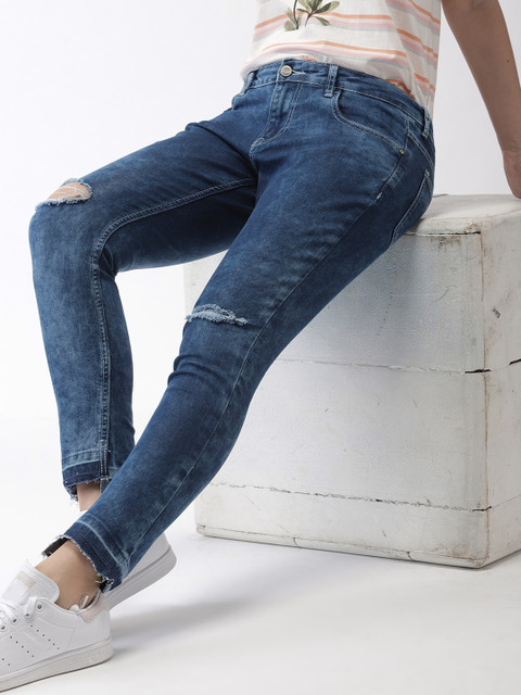 

Mast & Harbour Women Blue Skinny Fit Mid-Rise Slash Knee Stretchable Jeans