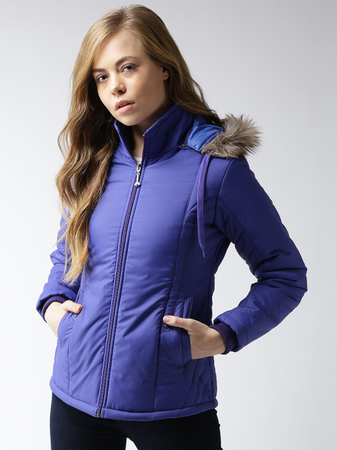 

Foreign Culture By Fort Collins Women Blue Solid Parka Jacket with Detachable Hood