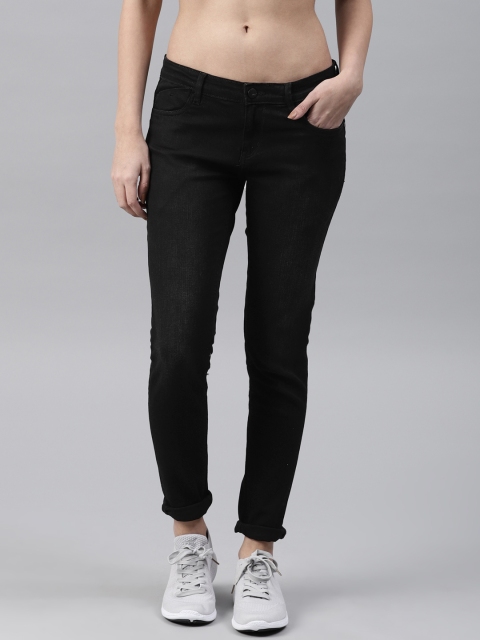 

HRX by Hrithik Roshan Women Black Skinny Fit Mid-Rise Clean Look Stretchable Jeans