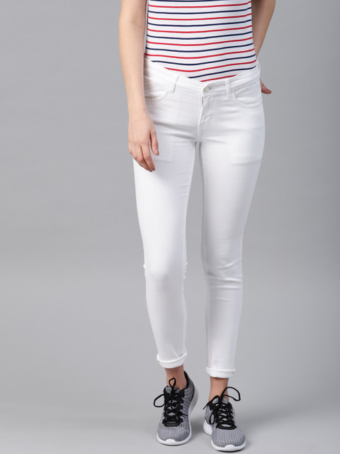 

HRX by Hrithik Roshan Women White Skinny Fit Mid-Rise Clean Look Stretchable Jeans