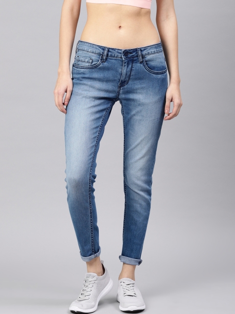 

HRX by Hrithik Roshan Women Blue Skinny Fit Mid-Rise Clean Look Stretchable Jeans