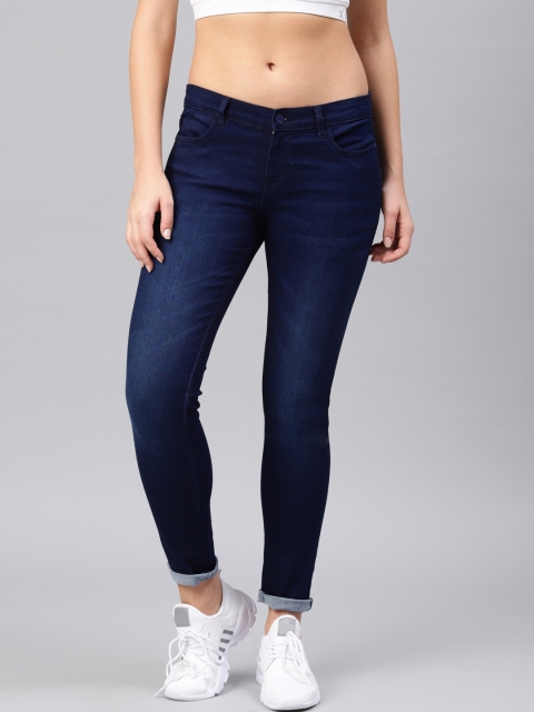 

HRX by Hrithik Roshan Women Blue Skinny Fit Mid-Rise Clean Look Stretchable Jeans