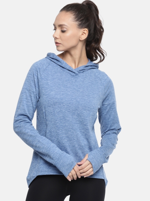 

ASICS Women Blue Solid Hooded Sweatshirt