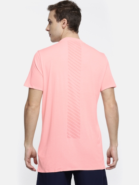

ASICS Men Pink Solid Round Neck T-shirt