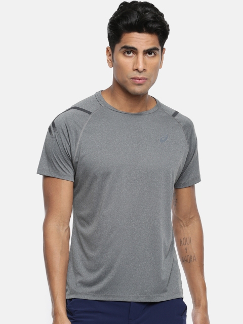 

ASICS Men Grey Solid Round Neck T-shirt