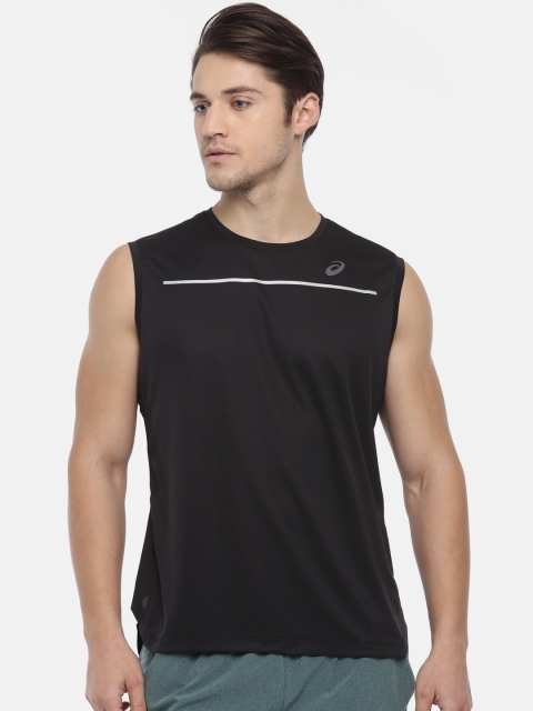 

ASICS Men Black Solid LITE-SHOW SLEEVELESS Round Neck T-shirt