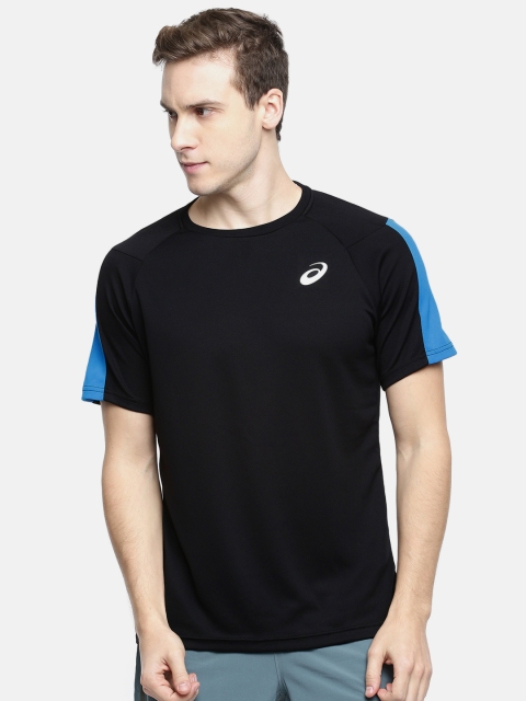 

ASICS Men Black Solid Round Neck T-shirt