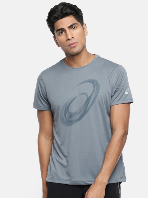

ASICS Men Grey Printed Round Neck T-shirt