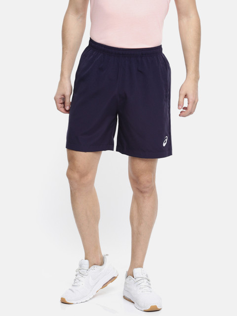 

ASICS Men Black Solid Regular Fit ENTRY SHORT 7IN Shorts, Navy blue
