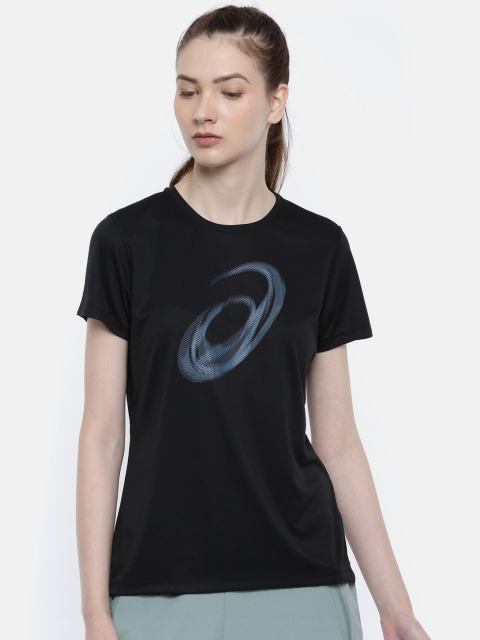 

ASICS Women Black SILVER #2 GRAPHIC Printed Round Neck T-shirt