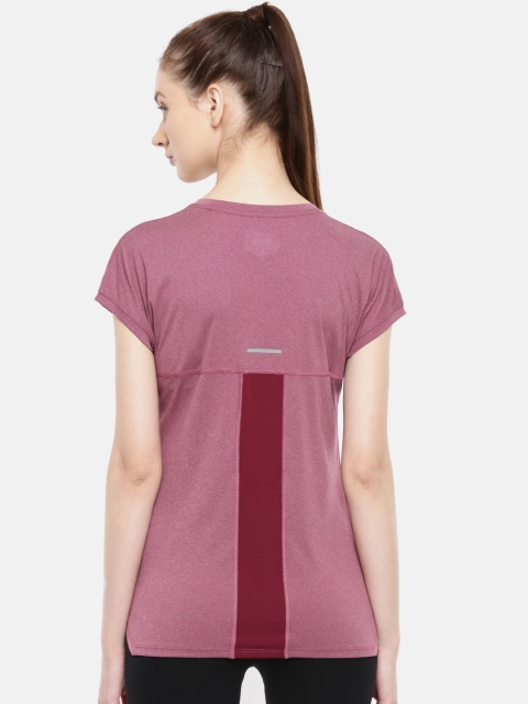 

ASICS Women Mauve Solid CAPSLEEVE Round Neck T-shirt