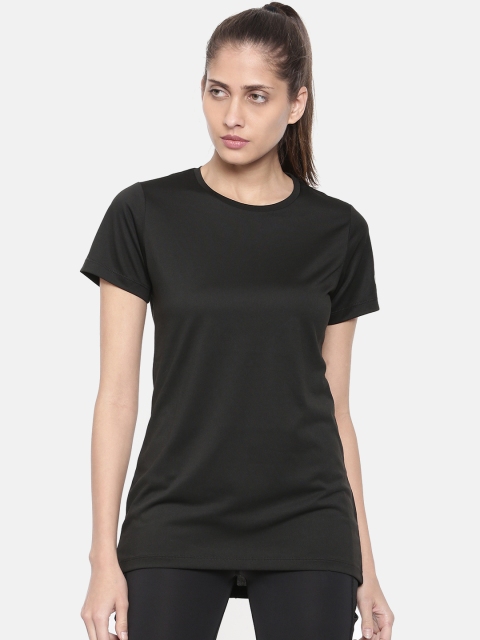 

ASICS Women Black Solid Round Neck T-shirt