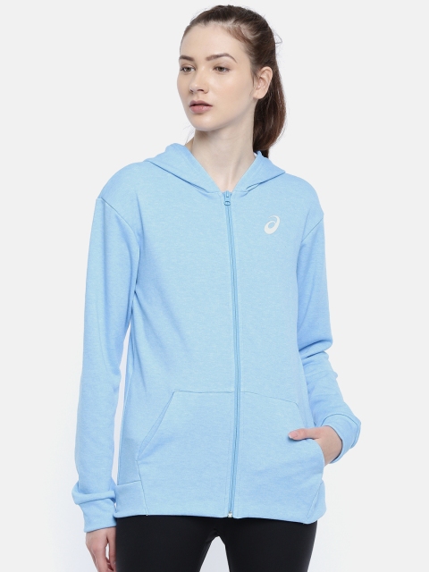 

ASICS Women Blue Solid ENTRY SWEAT FZ HOODIE Hooded Sweatshirt