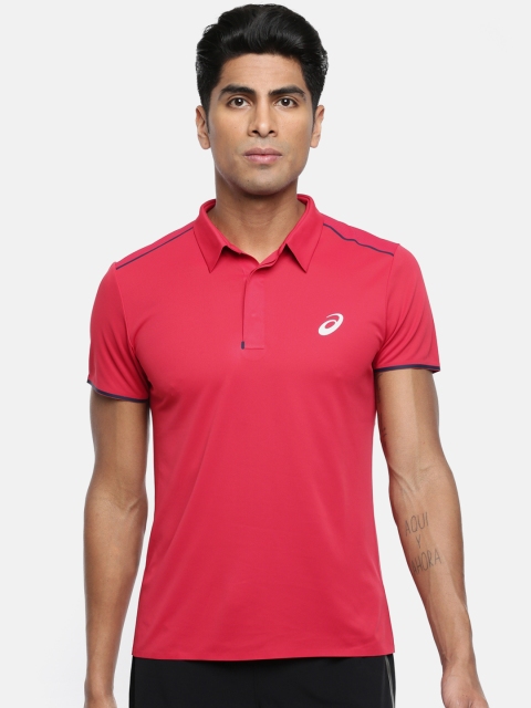 

ASICS Men Red Solid GEL-COOL PRFM POLO Polo Neck T-shirt