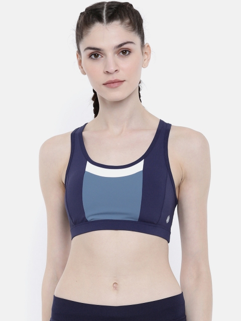 

ASICS Blue Colourblocked Non-Wired Lightly Padded Sports Bra