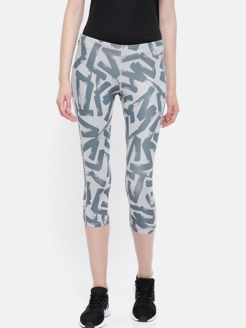 

ASICS Women Grey & Blue Printed KNEE Three-Fourth Tights