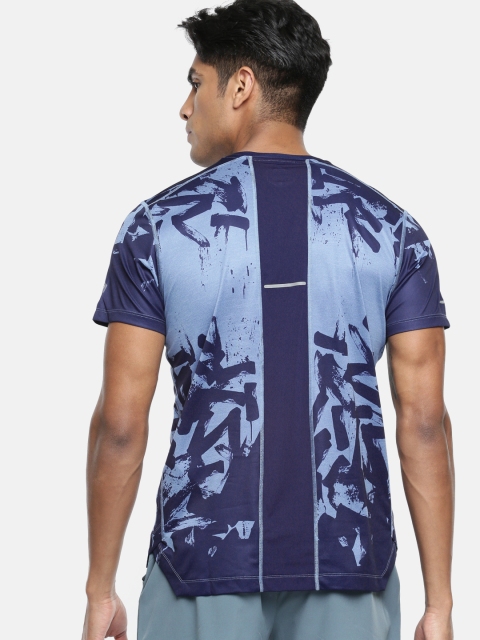 

ASICS Men Blue Printed Regular Fit Moisture-wicking Technology Sports Tshirts