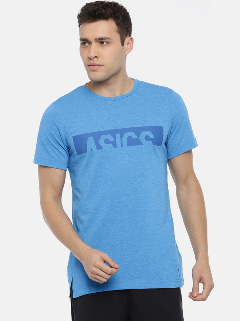 

ASICS Men Blue Solid Round Neck GRAPHIC Sports T-shirt