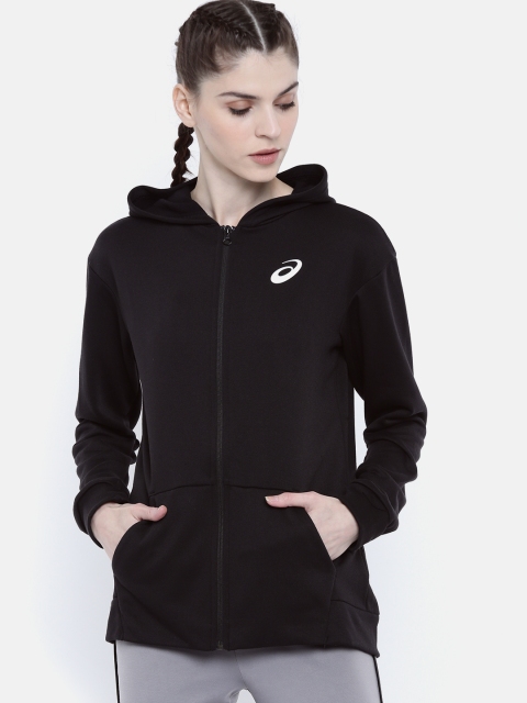 

ASICS Women Black Solid ENTRY SWEAT FZ HOODIE Hooded Sweatshirt