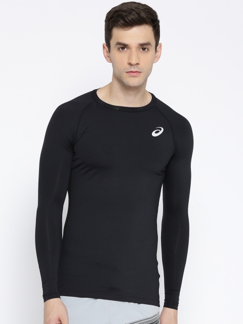

ASICS Men Black Solid Round Neck T-shirt