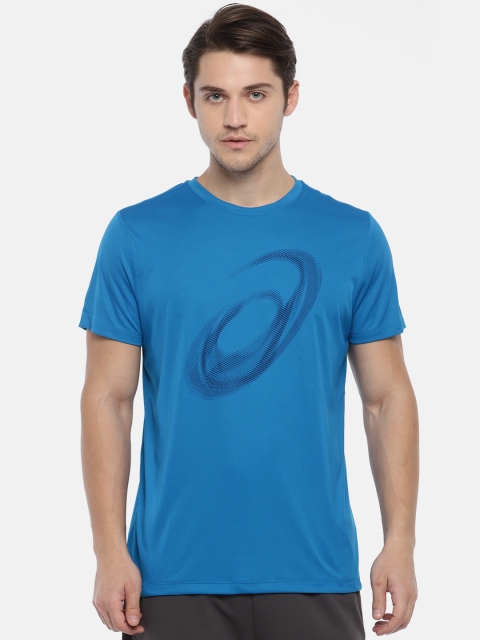 

ASICS Men Blue Solid SILVER #2 GRAPHIC Round Neck T-shirt