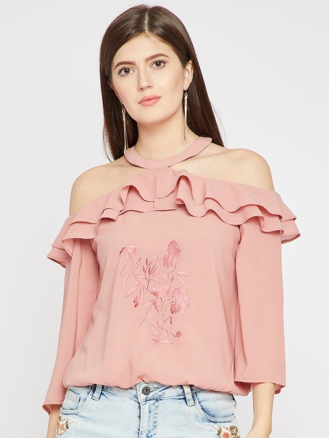 

Marie Claire Women Pink Solid Blouson Top