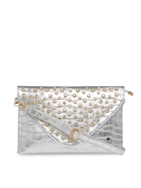 

HORRA Silver-Toned Embellished Clutch