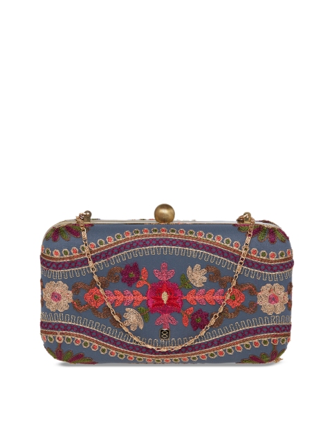 

HORRA Blue Embroidered Clutch
