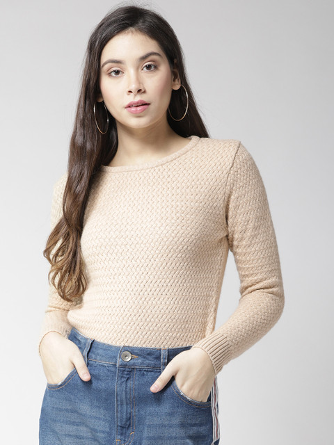 

Species Women Beige Self-Design Pullover