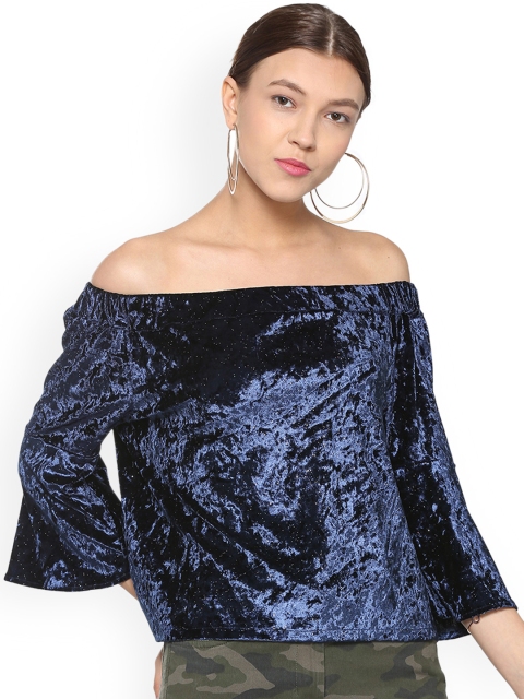 

People Women Navy Blue Printed Top