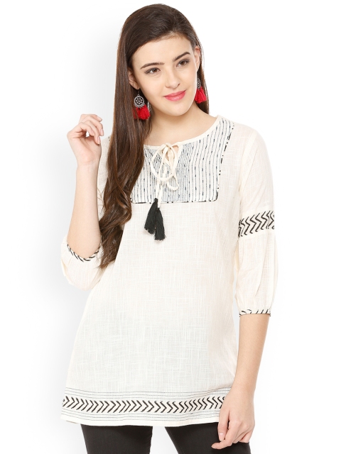 

People Women Cream-Coloured Printed Top