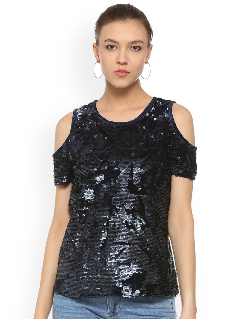 

People Women Navy Blue Embellished Top