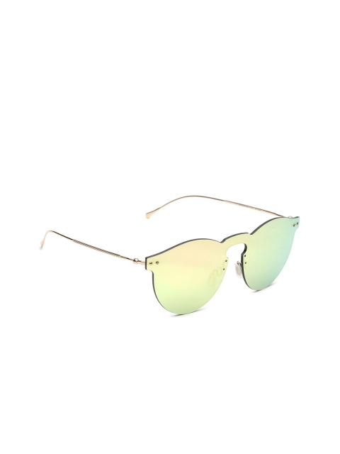 

Daniel Klein Women Mirrored Rimless Oval Sunglasses DK4246P-C4, Gold