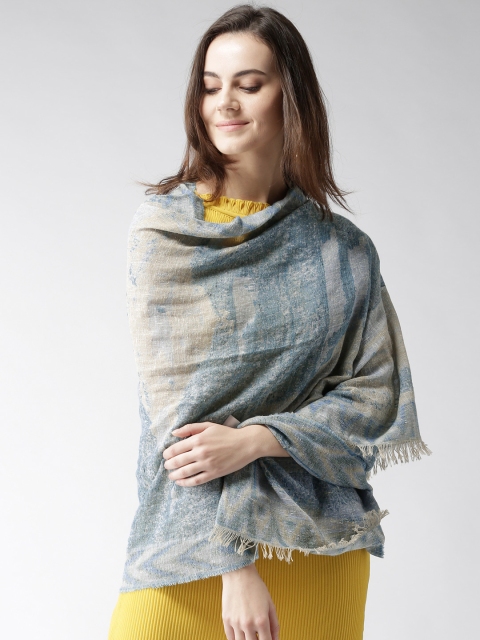 

Style Quotient Women Beige & Blue Woven Design Shawl