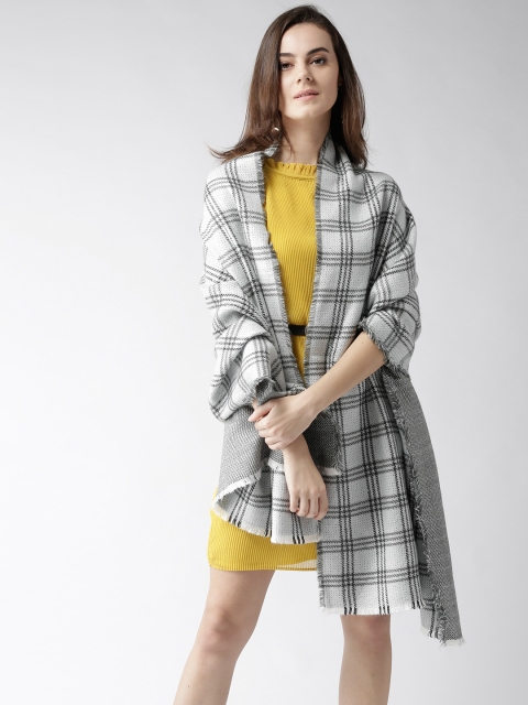 

Style Quotient Women White & Grey Checked Shawl