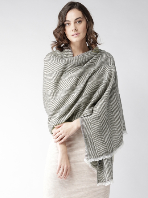 

Style Quotient Women Olive Green & Off-White Woven Design Shawl