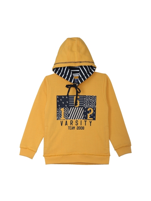 

612 league Boys Yellow Printed Hooded Sweatshirt