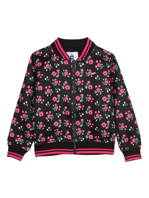 

612 league Girls Black & Pink Printed Sweatshirt
