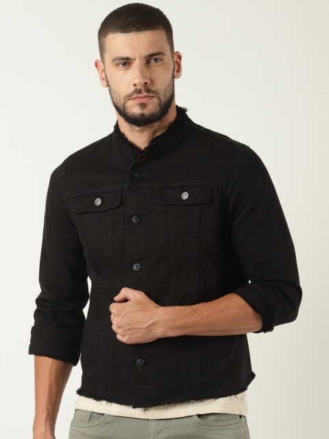 

Blue Saint Men Black Solid Denim Jacket
