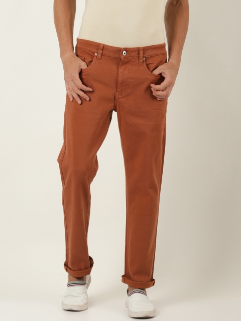 

Blue Saint Men Rust Orange Straight Fit Mid-Rise Jeans
