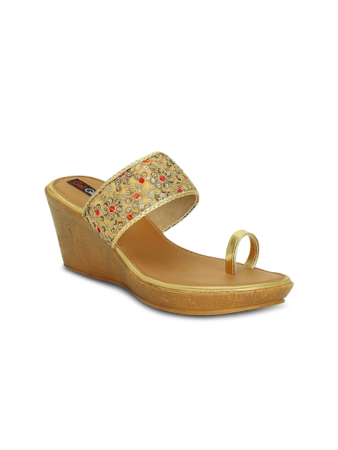 

Get Glamr Women Gold-Toned Embellished Heels