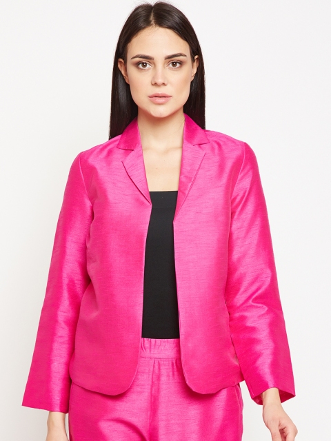 

Oxolloxo Women Pink Front-Open Single-Breasted Blazer