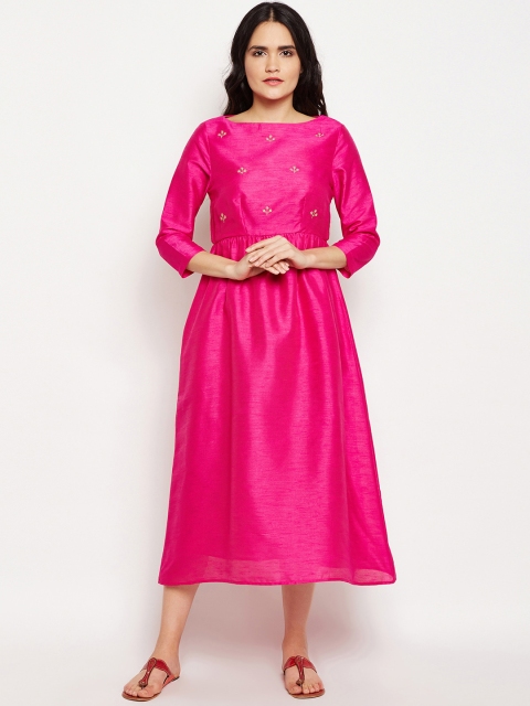 

Oxolloxo Women Pink Solid Empire Dress