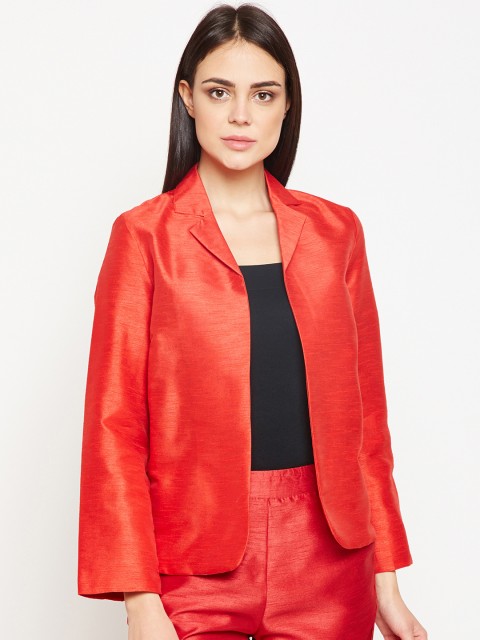 

Oxolloxo Women Red Front-Open Single-Breasted Blazer