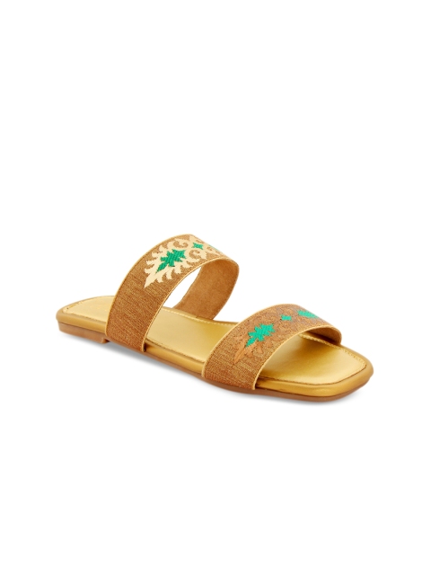 

Siendo Desi Women Gold-Toned Solid Synthetic Open Toe Flats