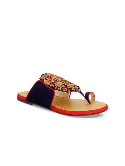 

Siendo Desi Women Blue Woven Design Synthetic Open Toe Flats