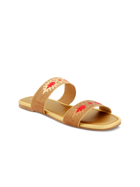 

Siendo Desi Women Gold-Toned Solid Synthetic Open Toe Flats
