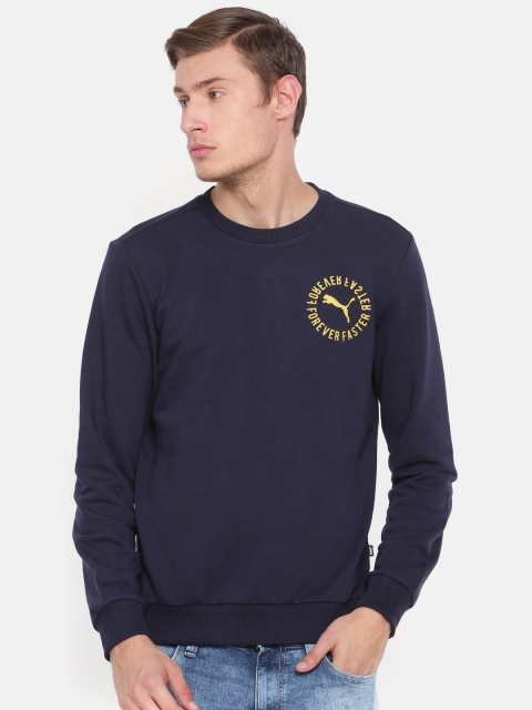 

Puma Men Navy Blue Solid Graphic Crew TR II Sweatshirt